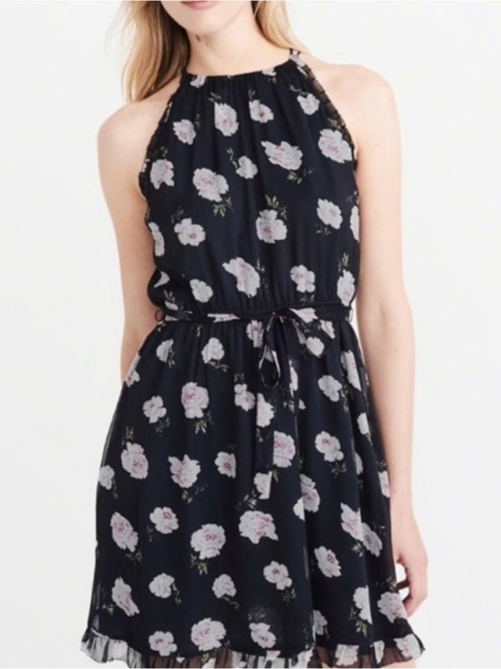 Abercrombie & Fitch Sleeveless Halter Floral Dress Size Medium